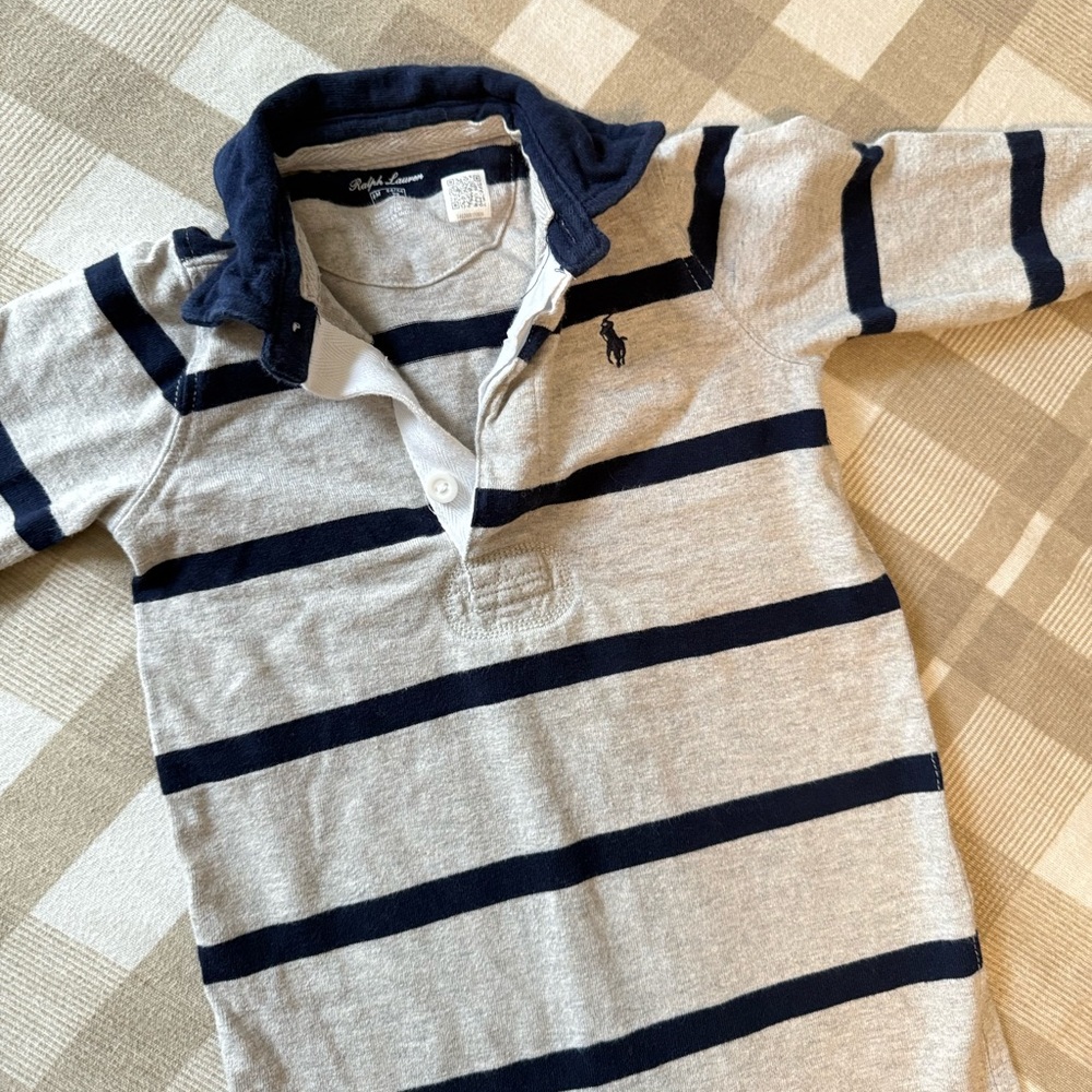 Ralph Lauren Blue and Gray Striped Polo Shirt